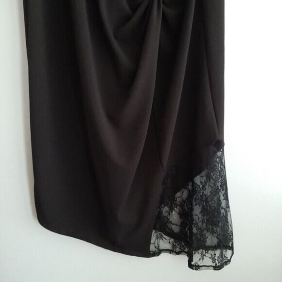 ASOS Asymmetric Maxi Dress Lace Panels Black Sz 22 - Picture 5 of 15